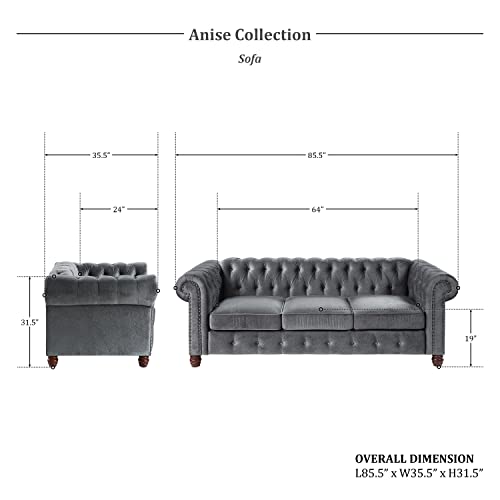 Lexicon Anise Living Room Sofa, Dark Gray