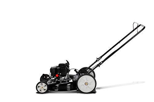 Yard Machines 132cc OHV 21-Inch 2-in-1 Gas Powered Walk Behind Push Lawn Mower with High Rear Wheels - Side Discharge and Mulching Capabilities, Black