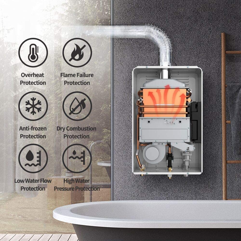 Excel 7 GPM 26.4 L/min Natural Gas Tankless Water Heater Whole House with Flue Kit New