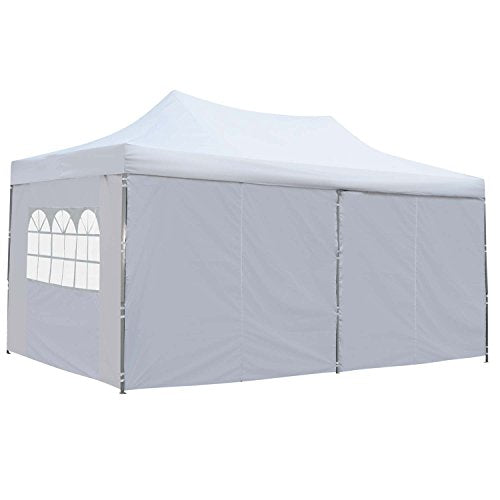 10x20 Ft Pop up Canopy Party Wedding Gazebo Tent Shelter with Removable Side Walls White