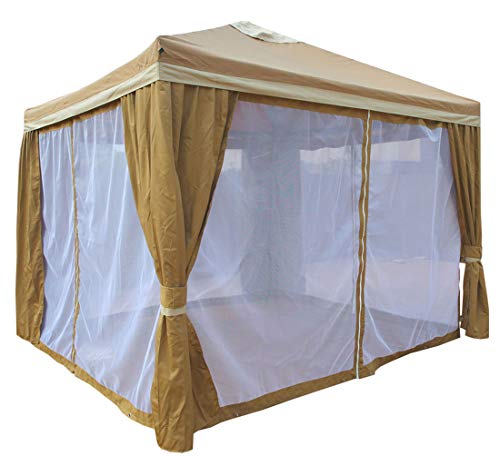 Impact Canopy 10x10 Gazebo Canopy with Mosquito Netting and Four Sidewalls, Tan