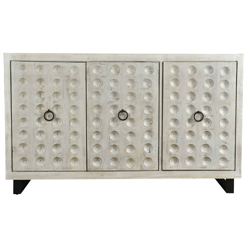 Putnam Solid Wood 3 Door Sideboard in Ivory