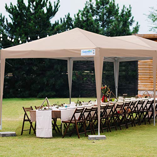 Quictent Privacy 10x20 EZ Pop Up Canopy Tent Party Tent Outdoor Event Gazebo Waterproof with Roller Bag (Tan)