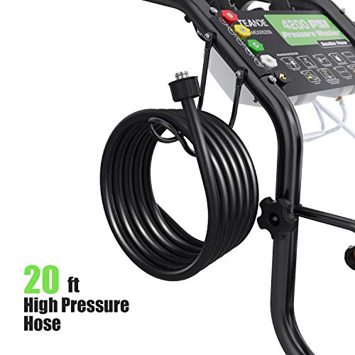 TEANDE 4200PSI Gas Pressure Washer 3GPM Power Washer 209CC Gas Pressure Washer Powered, 5 Adjustable Nozzles, 20ft Pressure Hose, Dual soap Tank (Black)