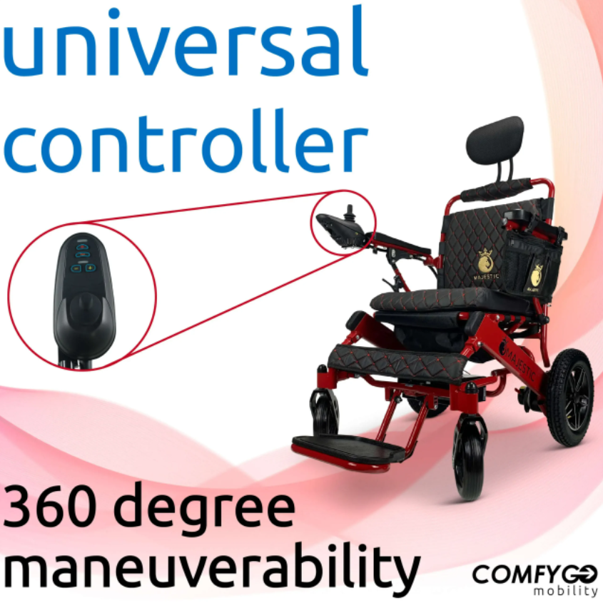 ComfyGO IQ-8000 Majestic 17.5 Inch Wide Seat Remote Controlled Travel Folding Electric Wheelchair With Recline New