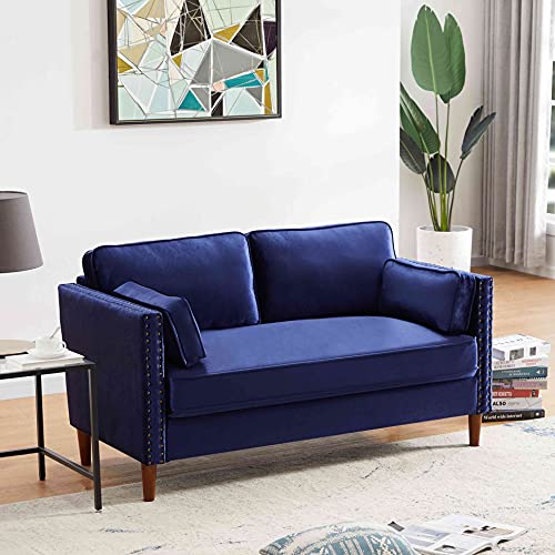 Cotoala 2 Piece Living Room Sectional Sofa Sets, Modern Upholstered Couch Furniture, One Three-Seat Chair & Loveseat, 2+3, Blue