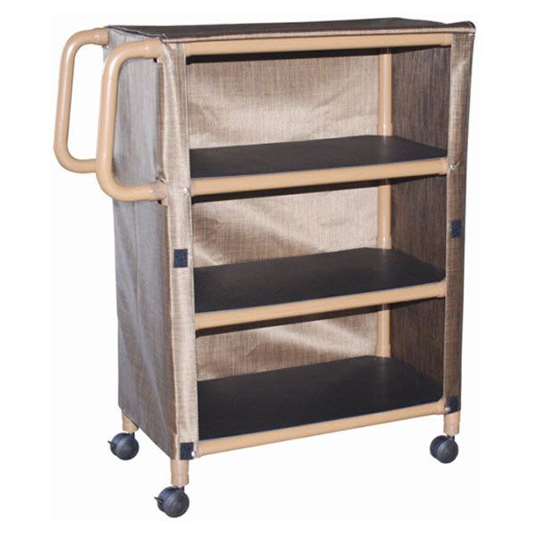 MJM Wood Tone Utility Linen Cart - Three or Four Shelf