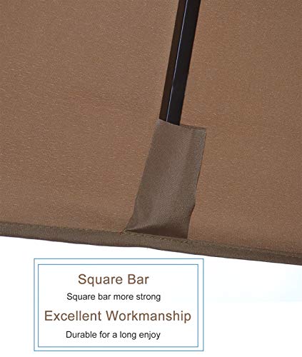 Patio Umbrella 6x6ft Outside Pool Patio Umbrella with Push Button Tilt and Crank, Square Parasol for Market Beach Garden Lawn, UV Protection Sun Shade Shelter (Color : Light Brown)