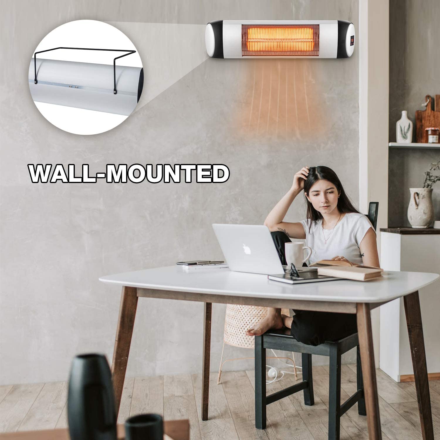 RW Flame 516B 500W-1500W Height Adjustable Waterproof IP65 Rated Infrared Electric Patio Heater With Remote New