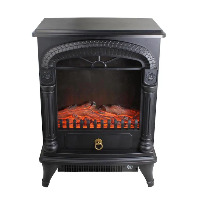 Black Electric Fireplace Stove Heater with Realistic