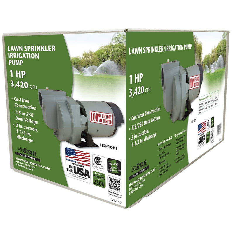 Star Water Systems  1 hp 3780 GPH gph Cast Iron  Sprinkler Pump