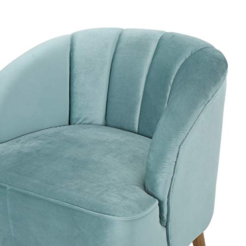 Christopher Knight Home Amaia Modern Velvet Chat Set, 3-Pcs Set, Seafoam Blue / Walnut