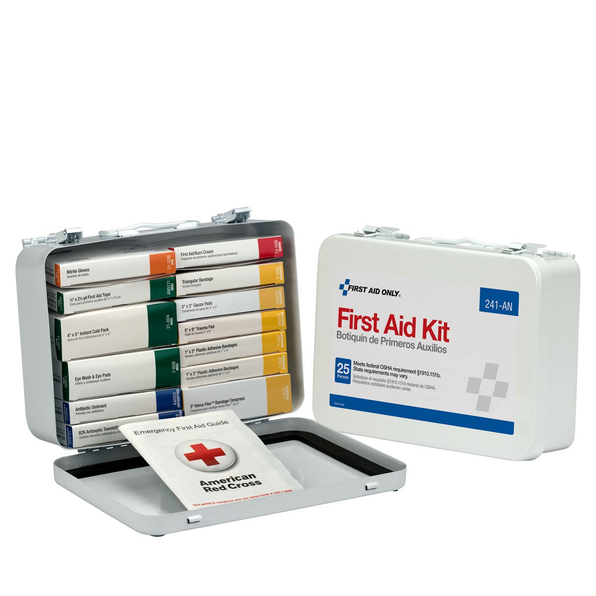 First Aid Only 25 Person 16 Unit First Aid Kit, Metal Case (3 per order)