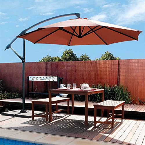 Coolaroo 339968, Freestanding Patio, 90% UV Block, Round Two Position Tilt, Mocha 10' Cantilever, Adjustable, Shade Umbrella