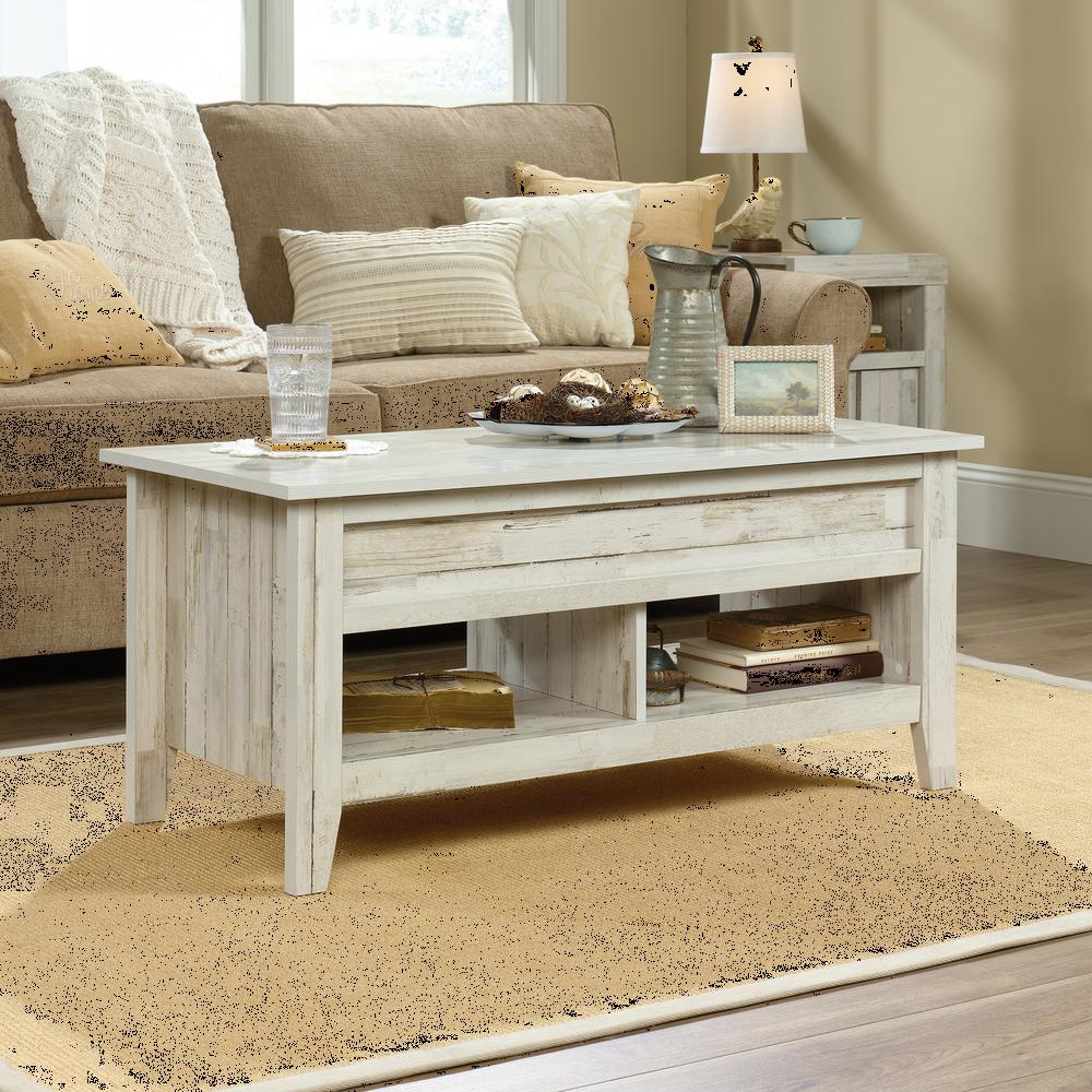 Dakota Pass White Plank Lift-Top Coffee Table