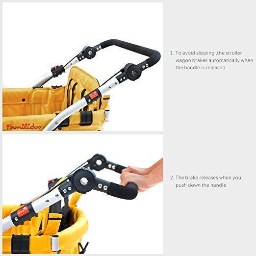 WonderFold MJ06 Multi-Purpose Folding Kids School Bus Quad Stroller Wagon OPEN BOX