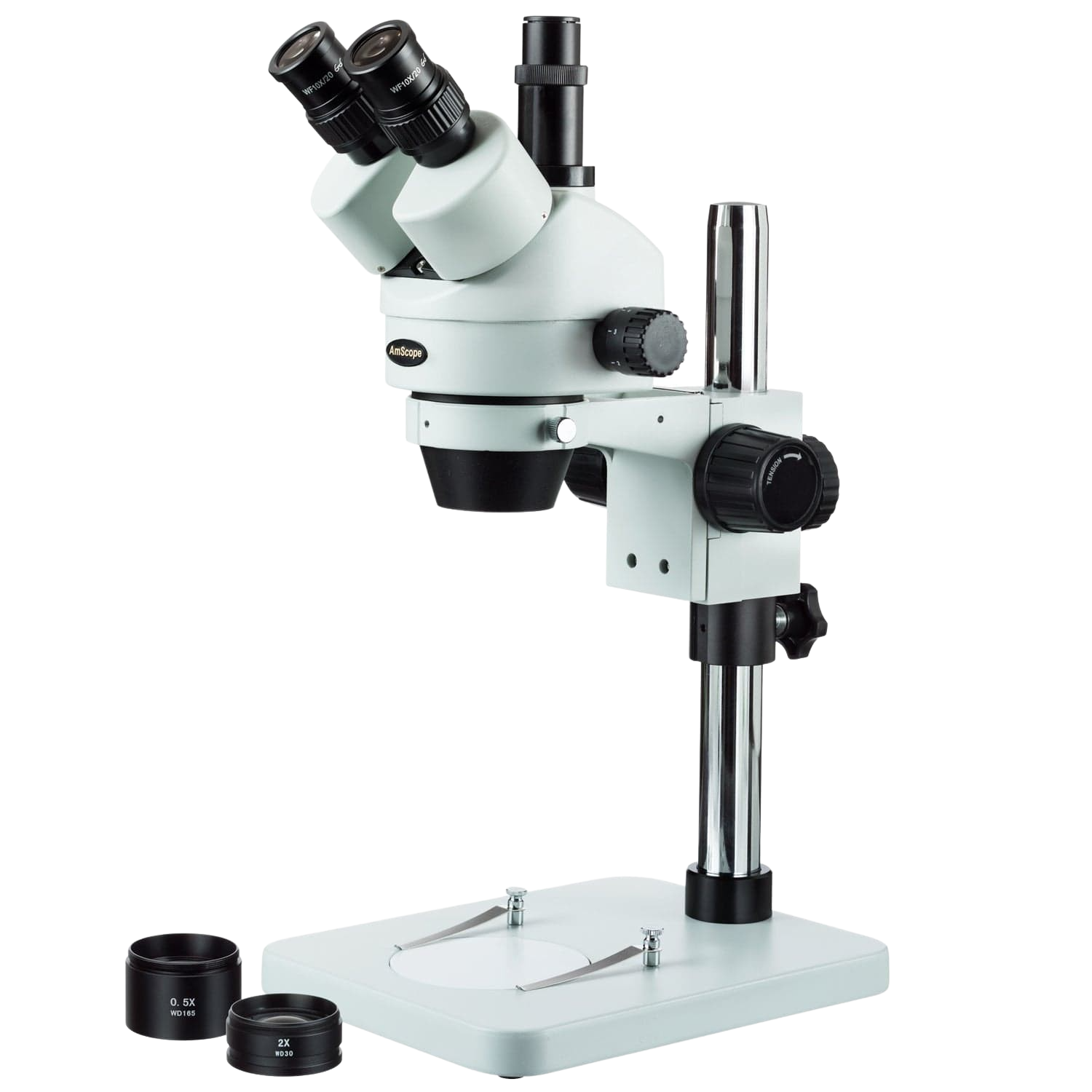 Amscope SM-1TSZ-V203 3.5X - 90X Zoom Trinocular Stereo Microscope with Table Pillar Stand New