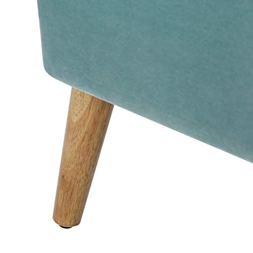 Christopher Knight Home Amaia Modern Velvet Chat Set, 3-Pcs Set, Seafoam Blue / Walnut