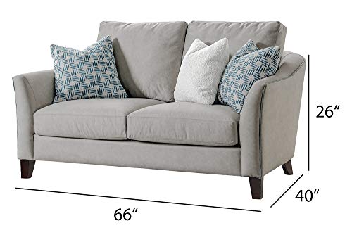 Acanva Luxury Mid-Century Leathaire Curved Arm Living Room Sofa, 66”W Loveseat, Grey