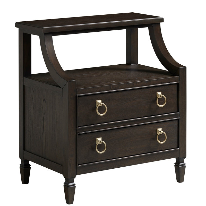 Two Drawer Wood Nightstand in Espresso