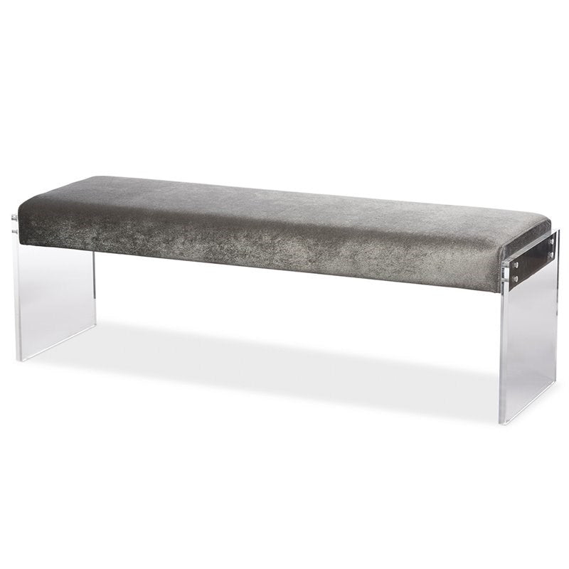 Upholstered Bedroom Bench in Gray