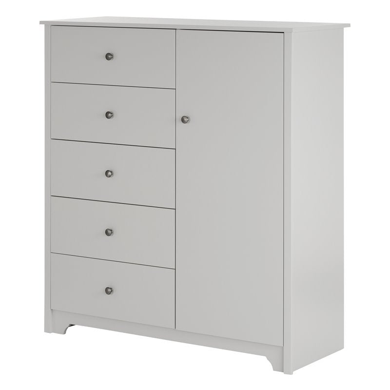 South Shore Vito 5 Drawer Chest in Soft Gray