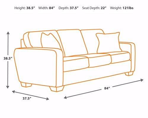 Signature Design by Ashley Alenya Contemporary Sofa with 2 Script Printed Accent Pillows , Gray