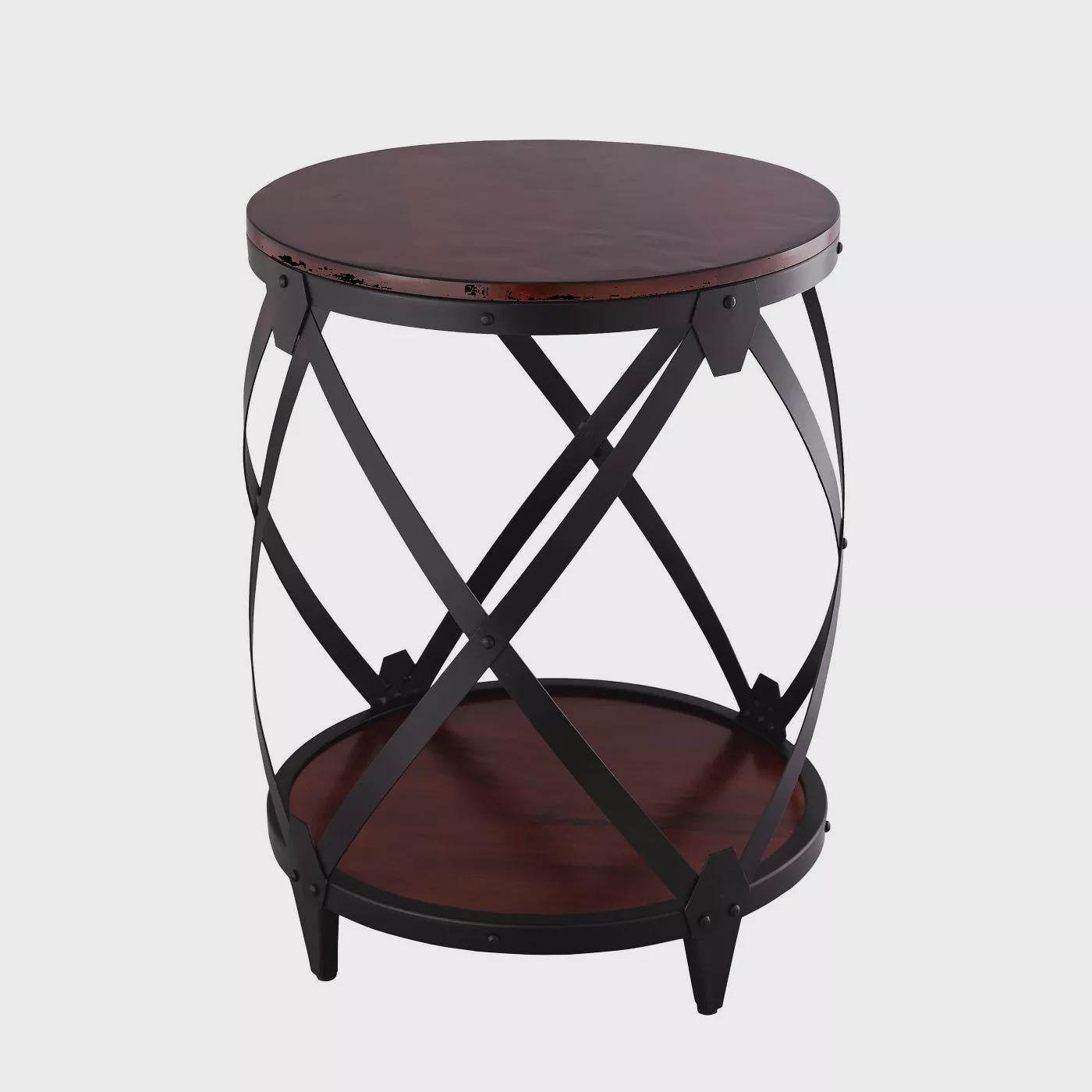 Rubino Drum End Table Brown/Black - Carolina Chair & Table