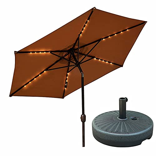 Cantilever Banana Parasol,Overhanging Garden Parasols Umbrella,Premium Hanging Patio Umbrella,with Solar Light,with Water Injection Base,Adjustable Direction,2.5 Meters in Diameter,Gold