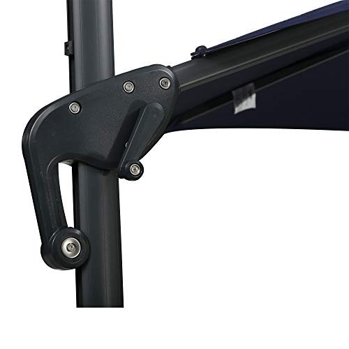 Outsunny 10' Offset Cantilever Patio Umbrella with LED Lights, Solar Panels, & UV-Fighting Polyester Canopy, Blue