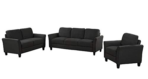 Harper & Bright Designs Sofa Couch Living Room Furniture Sofa Sets (1-seat+loveseat+3-seat, Light Black)