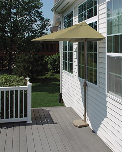 Blue Star Group Off-The-Wall Brella Sunbrella Half Umbrella, 7.5'-Width, Antique Beige