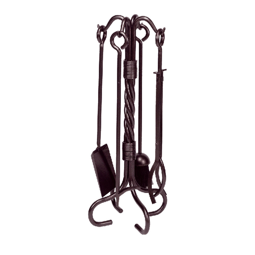 Dagan 5-Piece Twist Bronze Wrought Iron Fireplace Tool Set