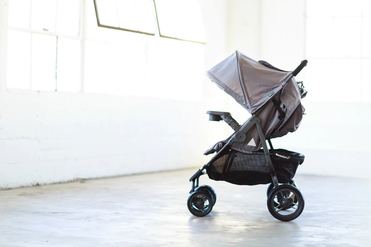 Joovy 8109 ScooterX2 With Child Tray Side By Side Double Stroller Gray New