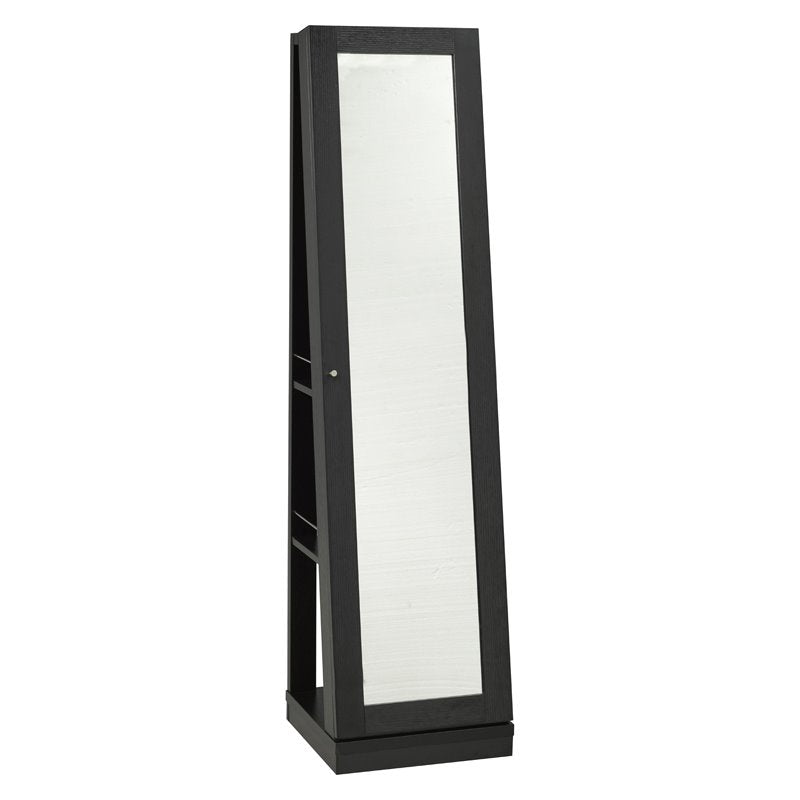 3-Tier Jewelry Cabinet with Mirror in Black