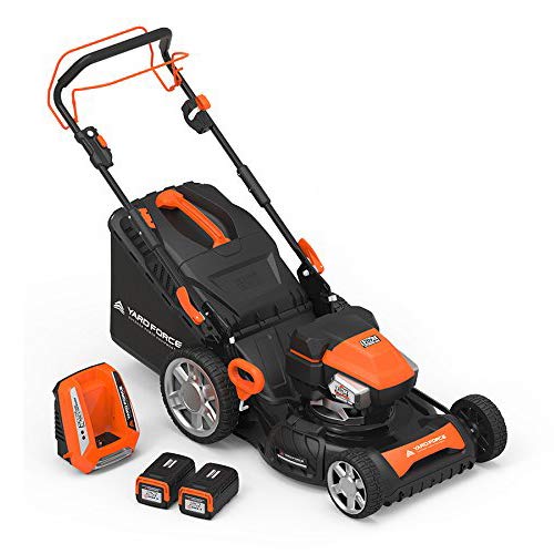Yard Force YOLMX225300 120V 2.5Ah x 2 Lithium-Ion 22” SP 3-in-1 Mower Torque-Sense, One Size, Black/Orange