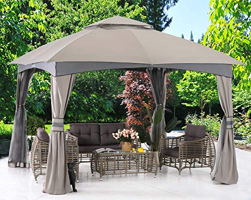 ABCCANOPY 9' x 9' Gazebos Patio Garden Gazebo with Mosquito Netting,Double Soft-top (Light Gray)