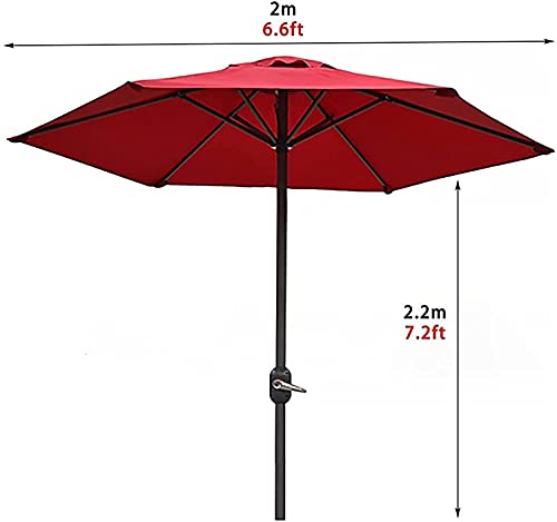 GCSQF Patio Umbrella Patio Canopy Round Patio Outdoor Table Umbrella, Family Balcony Campings Picnics Backyard Pool Beach BBQ Adjustable Tilt,Brown GCSQF210526(Color:Red;Size:2.35x2m)