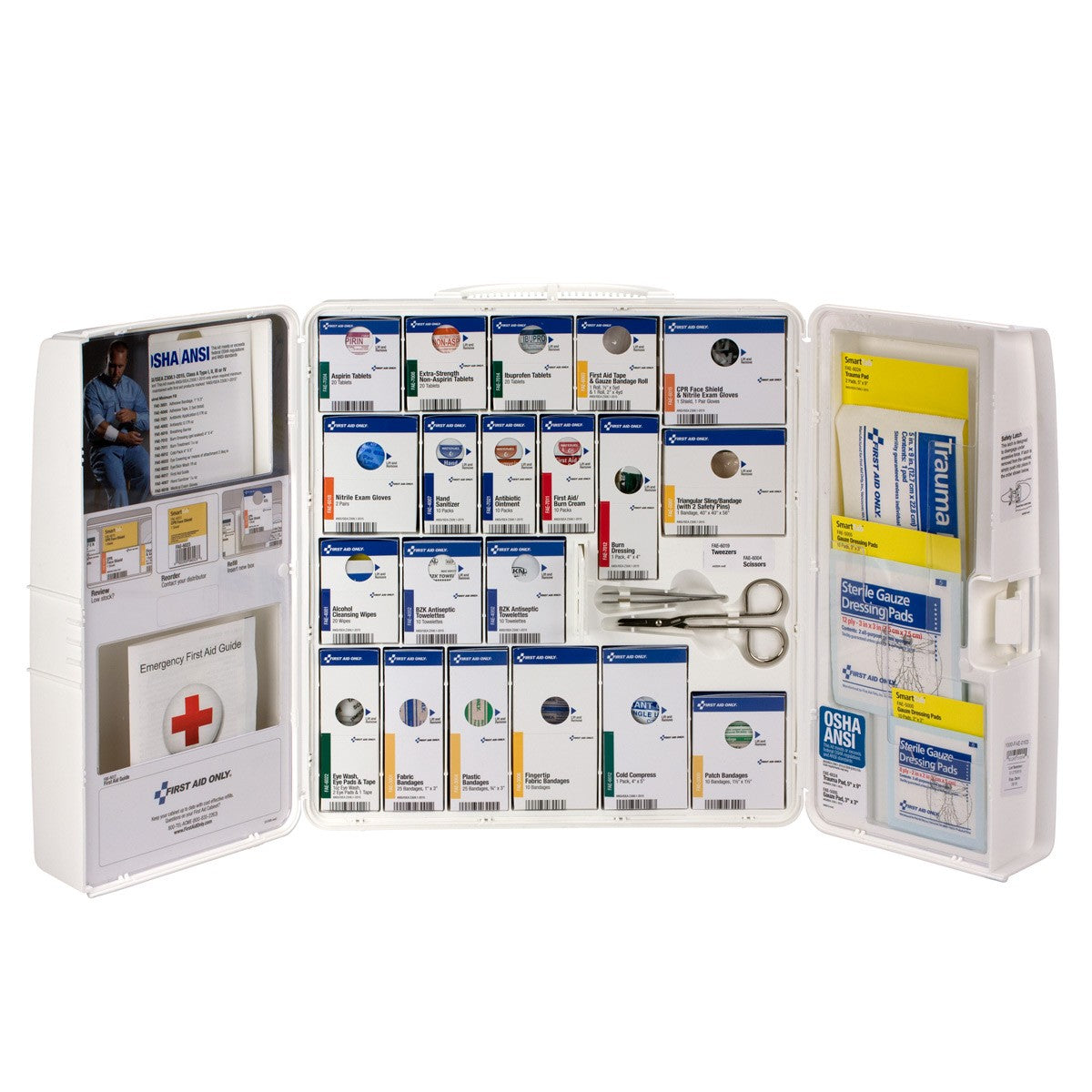 First Aid Only 50 Person Large Plastic Smart Compliance First Aid Cabinet with Medications and Custom Logo (Case of 10)