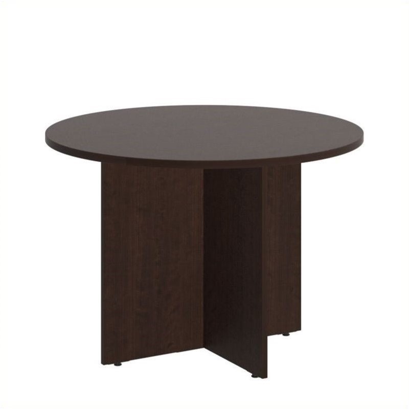 Round Conference Table with Wood Base