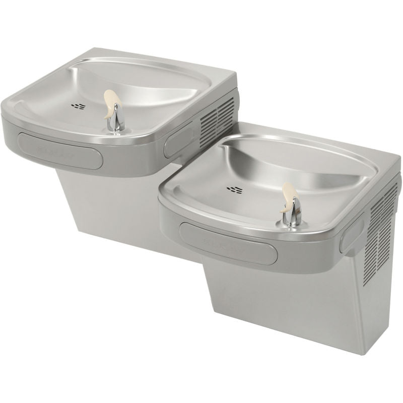 Elkay ADA Barrier Free Water Cooler, Stainless Steel, 2 Station, Reversible, EZSTL8SC