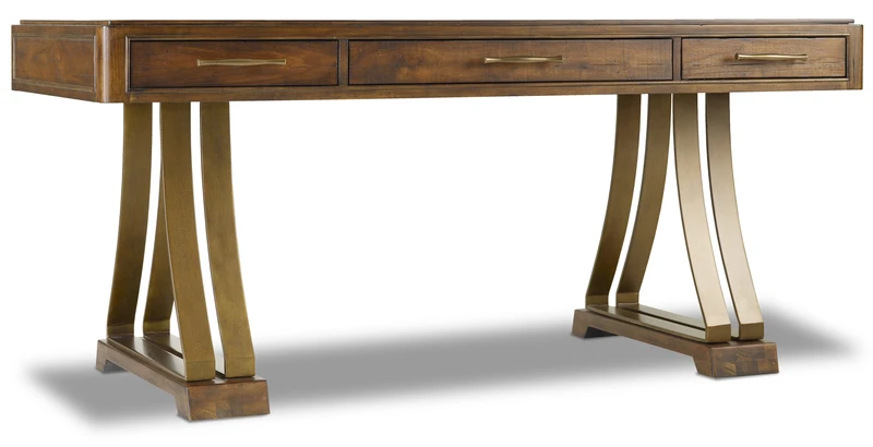Bigsur Casual Big Sur Writing Desk In Rubberwood Solids With Walnut Veneers And Metal