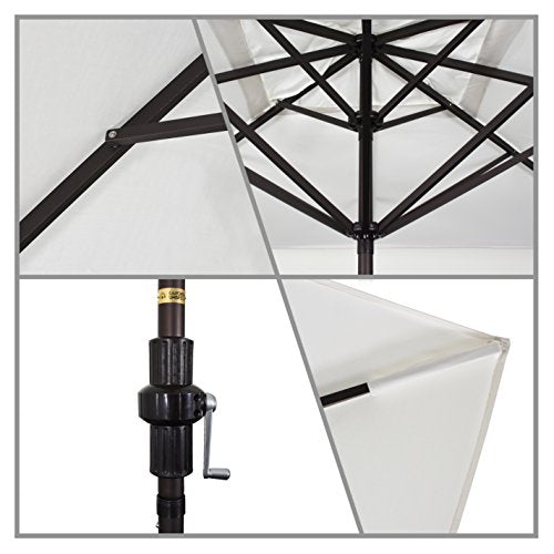 California Umbrella 11' x 8' Rectangle Aluminum Market Umbrella, Crank Lift, Bronze Pole, Sunbrella Pacific Blue