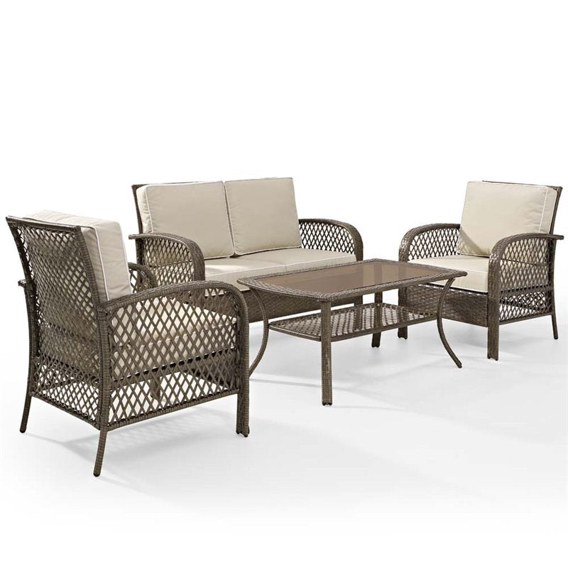 4 Piece Wicker Patio Sofa Set