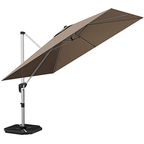 SPSUPE 10 FT Square Cantilever Umbrella, Patio Umbrella with Aluminum Pole, Cross Base, Offset Hanging, 360 Degree Rotation, Ideal for Garden Deck Backyard Pool Beach