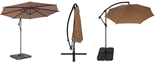 Coolaroo 339968, Freestanding Patio, 90% UV Block, Round Two Position Tilt, Mocha 10' Cantilever, Adjustable, Shade Umbrella