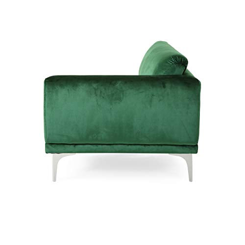Christopher Knight Home Wendy Modern Glam 4 Seater Velvet Sofa, Emerald, Silver