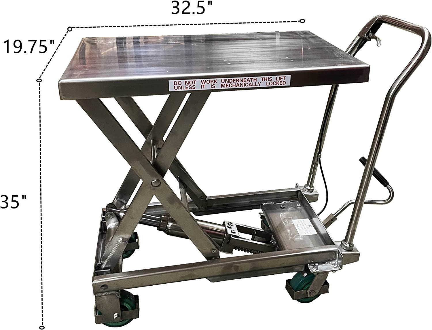 Pake Handling Tools PAKLT03 Stainless Scissor Lift Table 550lb Capacity 32.5