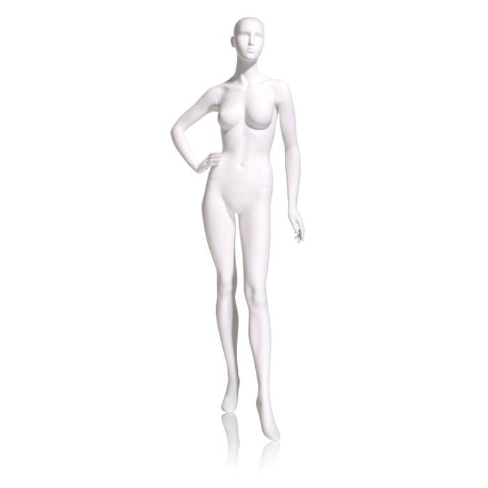 Econoco Female Mannequin - Abstract Head, Right Hand on Hip, Left Leg Slightly Bent