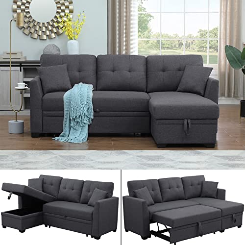 Reversible Sectional Sleeper Sofa with Pull Out Couch Sofa Bed & Storage Chaise Lounge,81.5